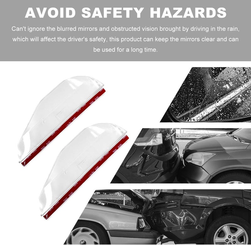 Wevdn 2 PCS Mirror Rain Visor Eyebrow, Waterproof PVC Auto Exterior Rear View Mirror Rain Visor Guard, Rainproof Side Mirror Rain Visor Eyebrow Cover for SUV Truck, Car Accessories (Transparent) - Image 3